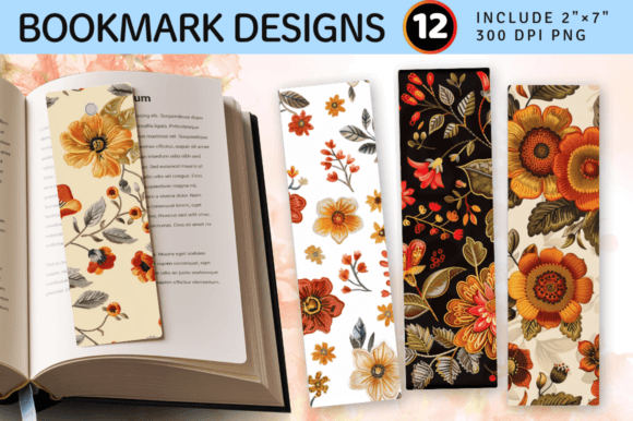 Fall Embroidery Flowers PNG Bookmark Design Review