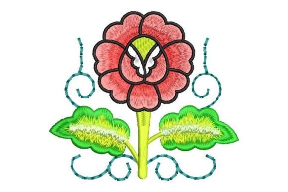 Gradient Flower with Leaves Embroidery Design Review