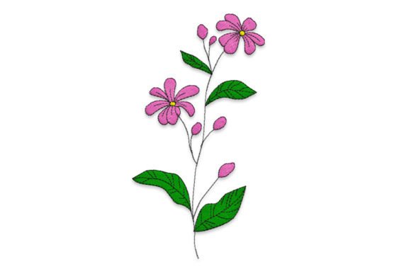 Purple Flower Embroidery for Boutique Sweatshirt Projects