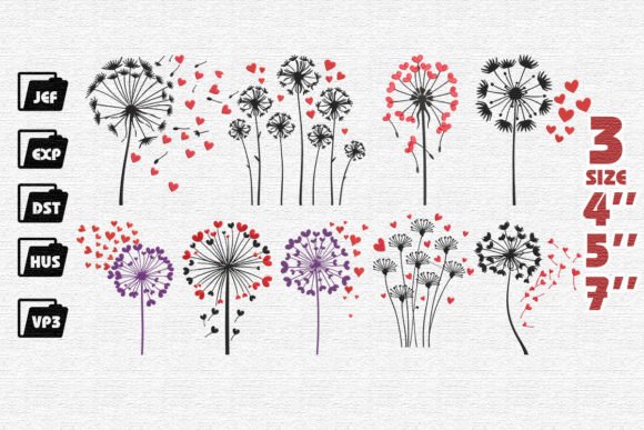 Set of 9 Dandelions with Hearts: An Embroidery Designer Review