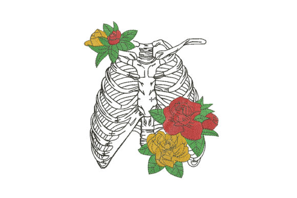 Skeleton Rib with Flowers Embroidery Design Review